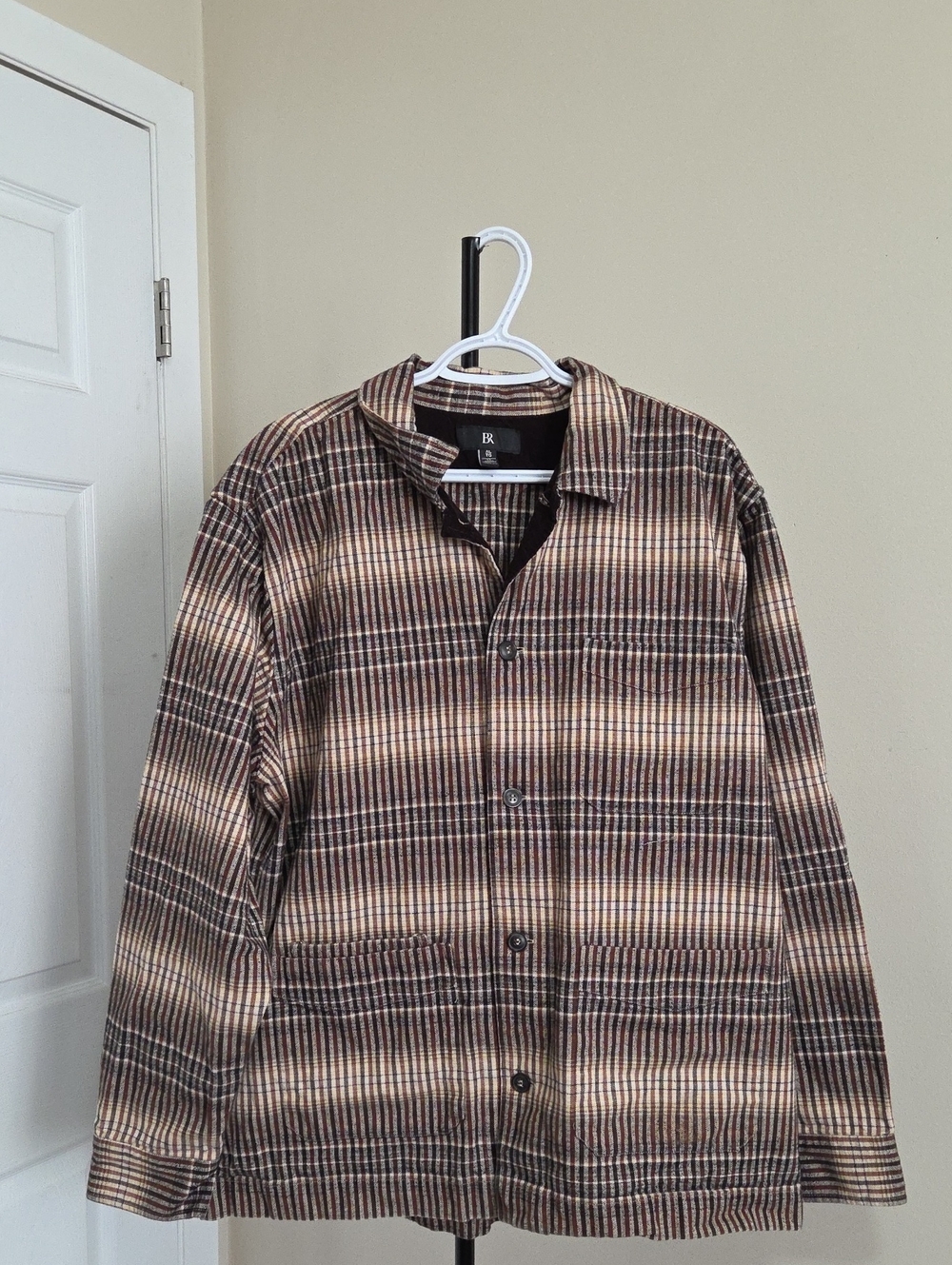 Banana Republic 100% Cotton Brown Plaid Lightweight Shirt Jacket
